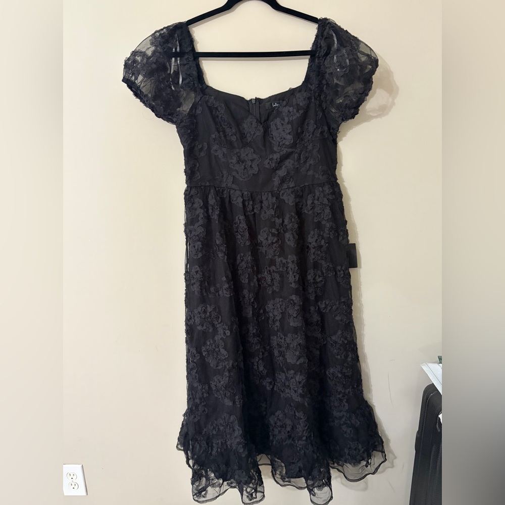Lulu's Black Floral Lace Midi Dress - Picture 4 of 7